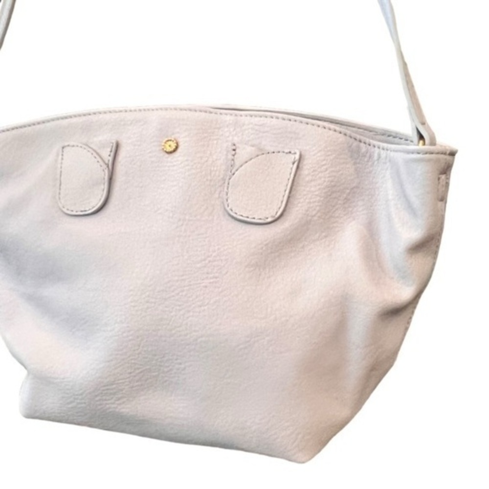 LC Lauren Conrad Mini Fan Crossbody Bag Light Blue Flower Petals Zippered EUC